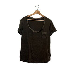Standard James Perse Olive Green Scoop Neck Short Sleeves Women's T-Shirt Size L